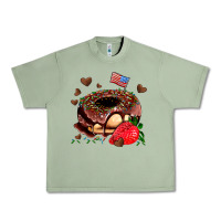 Oil Green donut strawberry and usa flag Urban Heavy Tee - AdoDesignShop