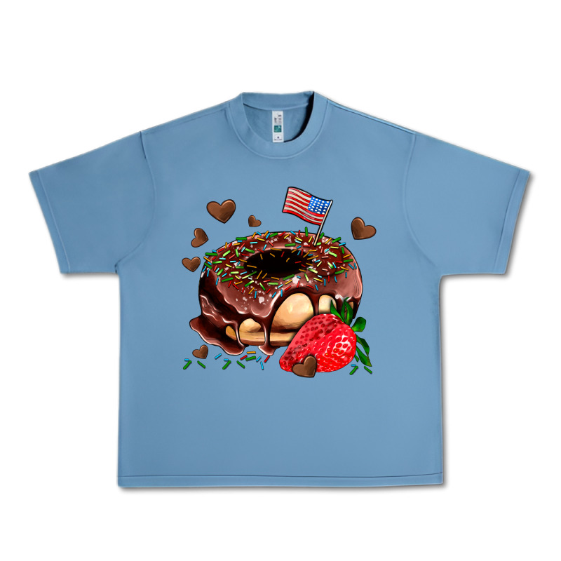 Donut Strawberry And Usa Flag Urban Heavy Tee by AdoDesignShop | Teevron