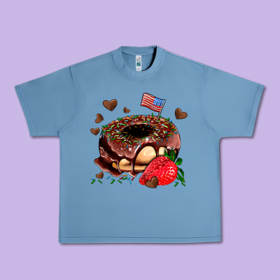 Donut Strawberry And Usa Flag Urban Heavy Tee Designed By Adodesignshop