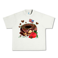 Pistachio donut strawberry and usa flag Urban Heavy Tee - AdoDesignShop