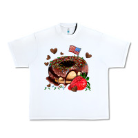 White donut strawberry and usa flag Urban Heavy Tee - AdoDesignShop