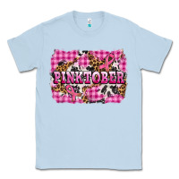 Dusty Blue pinktober with cancer ribbon Classic Tee - AdoDesignShop