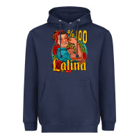 Navy hundred percent latina strong woman Heavyweight Hoodie - Jasminsmagicworld
