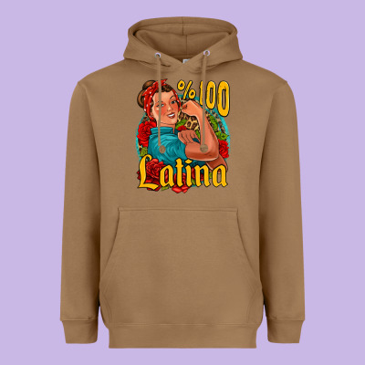 Hundred Percent Latina Strong Woman Heavyweight Hoodie Designed By Jasminsmagicworld