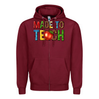 Burgundy made to teach Zipper Hoodie - NancyCooperArtShop
