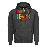 Charcoal Heather made to teach Zipper Hoodie - NancyCooperArtShop