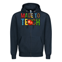 Navy made to teach Zipper Hoodie - NancyCooperArtShop