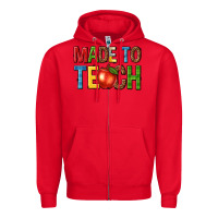 Red made to teach Zipper Hoodie - NancyCooperArtShop