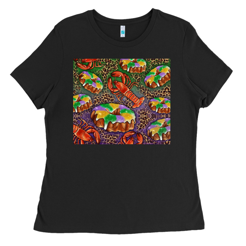 Mardi Gras King Cake And Crawfish Ladies Tee by RanaPortraitStore | Teevron