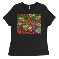 Black Mardi gras king cake and crawfish Ladies Tee - RanaPortraitStore