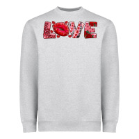 Heather Grey love with kiss Heavyweight Sweatshirt - AdoDesignShop