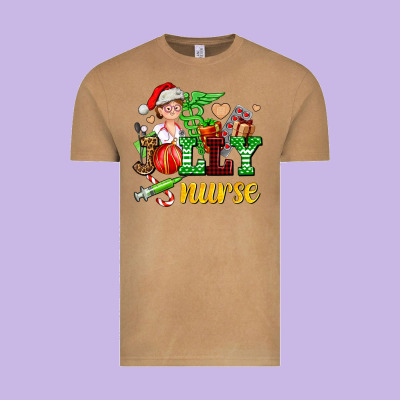Jolly Nurse With Christmas Element Vintage Tee Designed By Adodesignshop