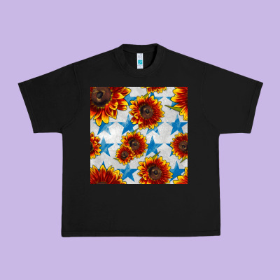 Patriotic Sunflowers And Stars Urban Heavy Tee Designed By Bundleandbundleshop