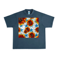 Midnight Navy patriotic sunflowers and stars Urban Heavy Tee - BundleAndBundleShop