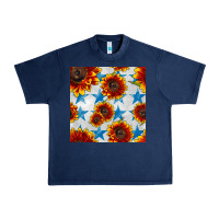 Navy patriotic sunflowers and stars Urban Heavy Tee - BundleAndBundleShop
