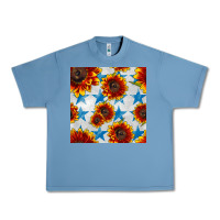 Pebble Blue patriotic sunflowers and stars Urban Heavy Tee - BundleAndBundleShop