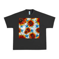 Pigment Black patriotic sunflowers and stars Urban Heavy Tee - BundleAndBundleShop