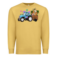 Antique Gold easter tracktor bunny carrot flowers  egg Premium Sweatshirt - RanaPortraitStore