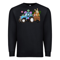 Black easter tracktor bunny carrot flowers  egg Premium Sweatshirt - RanaPortraitStore