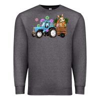 Charcoal Heather easter tracktor bunny carrot flowers  egg Premium Sweatshirt - RanaPortraitStore