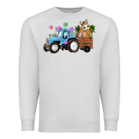 Dove Grey easter tracktor bunny carrot flowers  egg Premium Sweatshirt - RanaPortraitStore