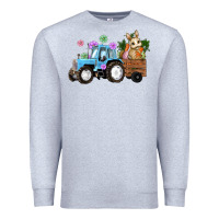 Heather Grey easter tracktor bunny carrot flowers  egg Premium Sweatshirt - RanaPortraitStore