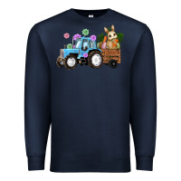 Navy easter tracktor bunny carrot flowers  egg Premium Sweatshirt - RanaPortraitStore