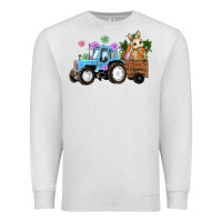 Oatmeal Heather easter tracktor bunny carrot flowers  egg Premium Sweatshirt - RanaPortraitStore