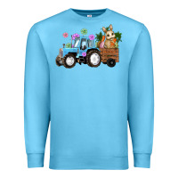 Ocean Blue easter tracktor bunny carrot flowers  egg Premium Sweatshirt - RanaPortraitStore