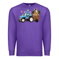 Purple easter tracktor bunny carrot flowers  egg Premium Sweatshirt - RanaPortraitStore
