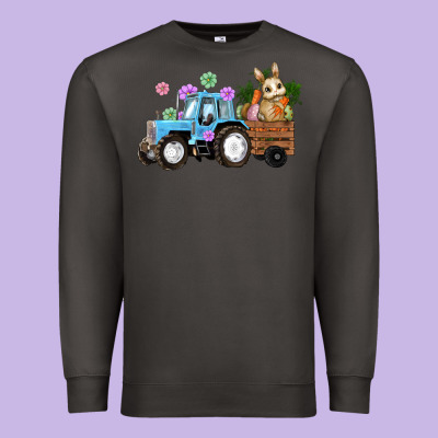 Easter Tracktor Bunny Carrot Flowers  Egg Premium Sweatshirt Designed By Ranaportraitstore