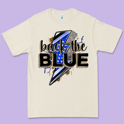 Back The Blue With Lightning Bolt Premium Tee Designed By Zillion Design Studio