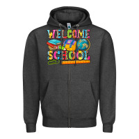 Charcoal Heather welcome school Zipper Hoodie - NancyCooperArtShop