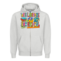 Dove Grey welcome school Zipper Hoodie - NancyCooperArtShop
