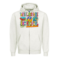 Oatmeal Heather welcome school Zipper Hoodie - NancyCooperArtShop