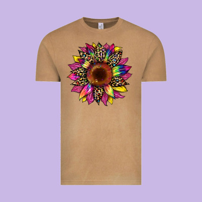 Tie Dye Leopard Sunflower Vintage Tee Designed By Artiststas