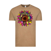 Vintage Coffee tie dye leopard sunflower Vintage Tee - Artiststas