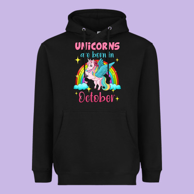 Unicorns Are Born In October Heavyweight Hoodie Designed By Jasminsmagicworld
