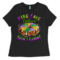 Black mardi gras king cake calories don't count Ladies Tee - RanaPortraitStore