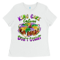 White mardi gras king cake calories don't count Ladies Tee - RanaPortraitStore