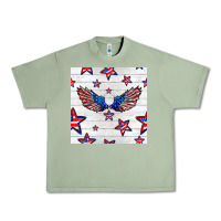Oil Green patriotic eagle wing Urban Heavy Tee - BundleAndBundleShop