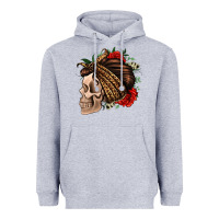 Heather Grey leopard bandana and roses skull Heavyweight Hoodie - Jasminsmagicworld