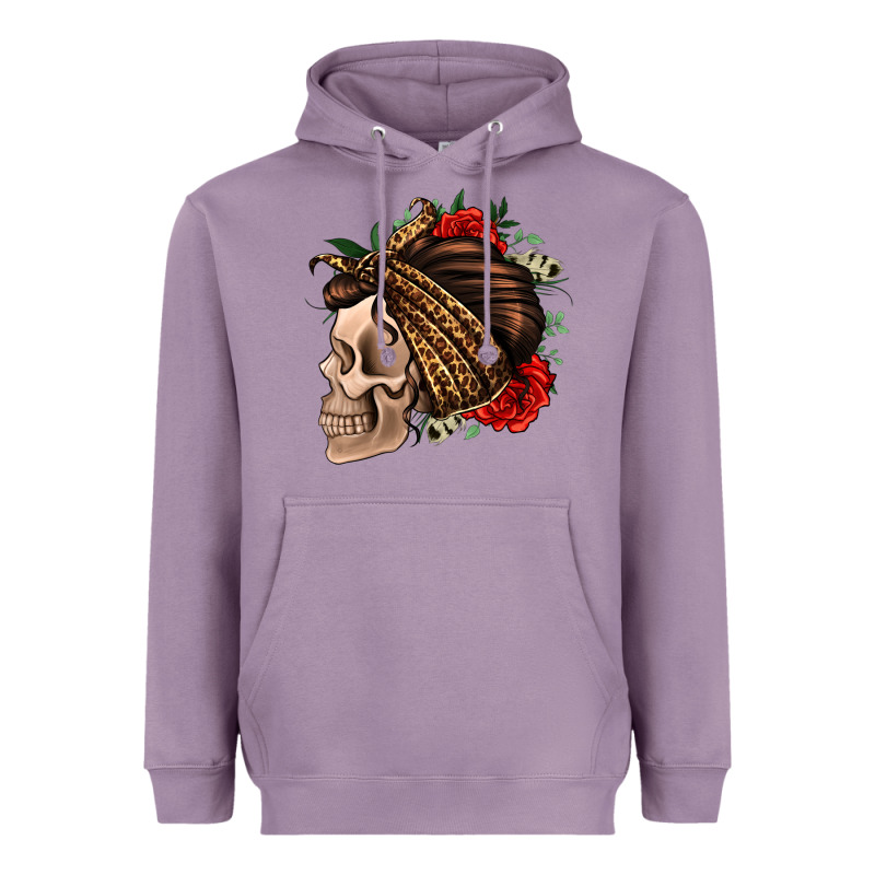 Leopard Bandana And Roses Skull Heavyweight Hoodie by Jasminsmagicworld | Teevron