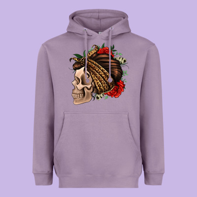 Leopard Bandana And Roses Skull Heavyweight Hoodie Designed By Jasminsmagicworld