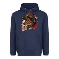 Navy leopard bandana and roses skull Heavyweight Hoodie - Jasminsmagicworld