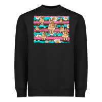 Black easter bunny with daisy and turquoise cowhide leopard  background Heavyweight Sweatshirt - Artiststas