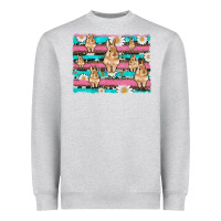 Heather Grey easter bunny with daisy and turquoise cowhide leopard  background Heavyweight Sweatshirt - Artiststas