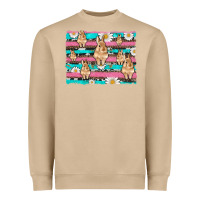 Mushroom easter bunny with daisy and turquoise cowhide leopard  background Heavyweight Sweatshirt - Artiststas