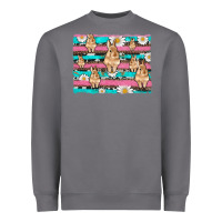 Storm easter bunny with daisy and turquoise cowhide leopard  background Heavyweight Sweatshirt - Artiststas