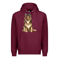 Burgundy collie with bandanna Premium Hoodie - texasbilliewilder